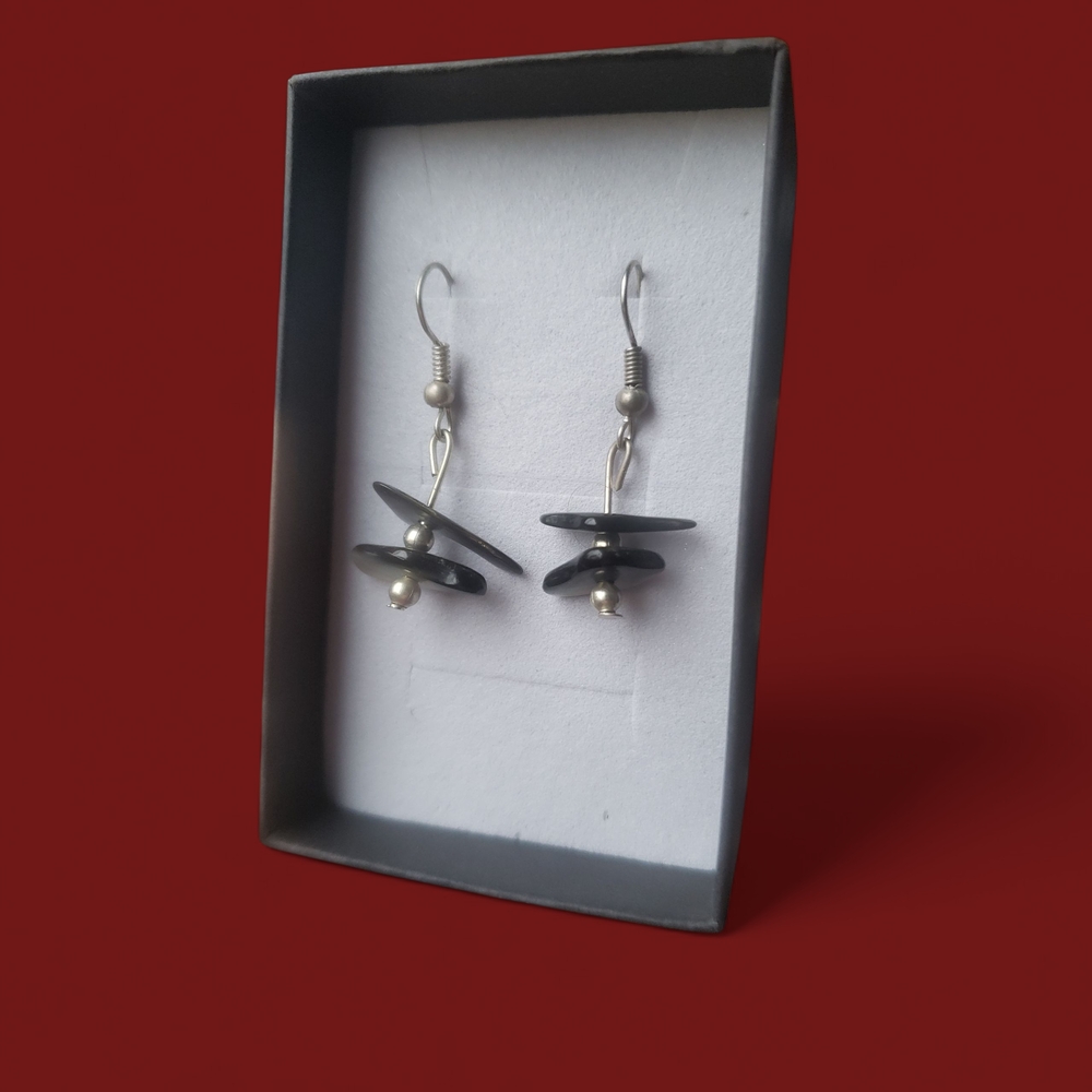 Silver Obsidian Dangle Earrings